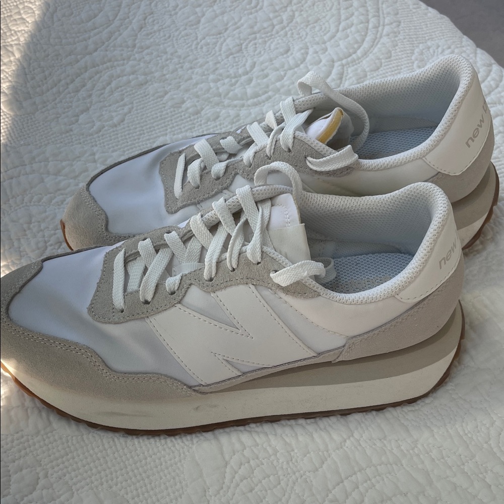 New Balance White and Gray Athletic Shoes